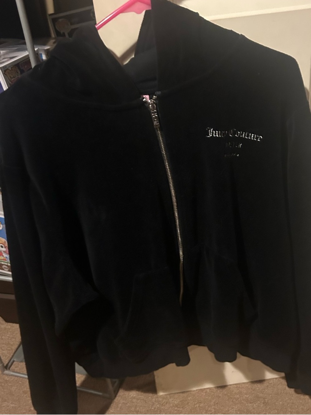 Women’s Plus Juicy Couture Black Velour Zip Hoodie with Logo Size 3x❤️